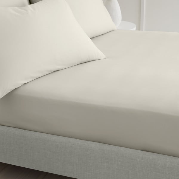 Bézs gumis pamut-perkál lepedő 90x190 cm Cotton Percale – Bianca-image-1