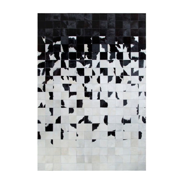 Degradada fekete-fehér szőnyeg valódi bőrből, 240 x 170 cm - Pipsa