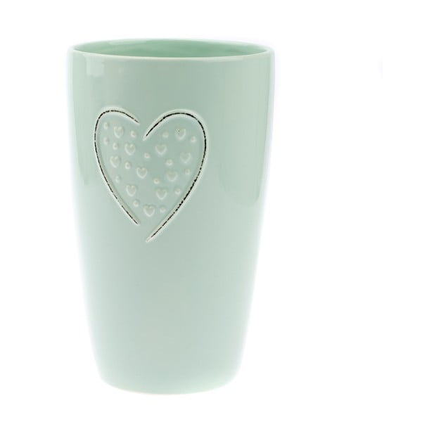 Hearts Dots világoszöld kerámia váza, magasság 22 cm - Dakls
