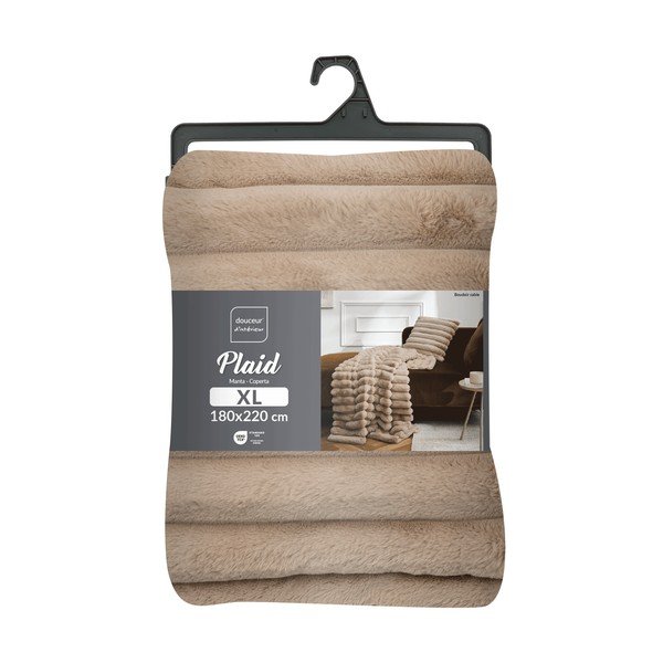 Világosbarna mikroplüss takaró 180x220 cm Boudoir – douceur d'intérieur-image-4