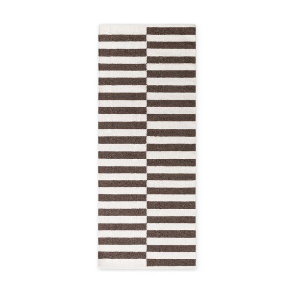 Fehér-barna kétoldalas-kézi szövésű gyapjú futószőnyeg 80x200 cm Vika – Hanse Home