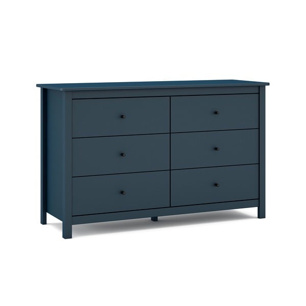 Sötétkék borovi fenyő alacsony komód 130x80 cm Misti – Marckeric-image-3