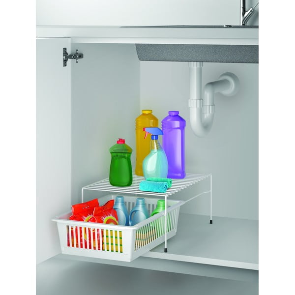 Dino fehér rozsdamentes kiegészítő polc tárolóhellyel - Metaltex-image-4