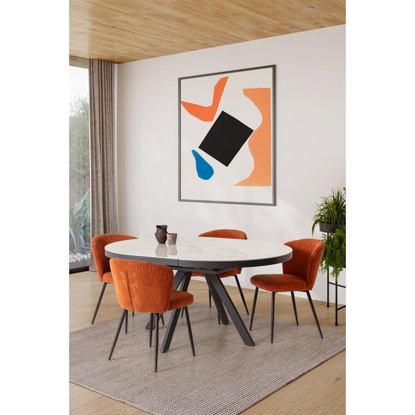 Kerek bővíthető étkezőasztal kerámia asztallappal, hosszabbító asztallappal ø 120 cm Bela – Marckeric-image-2