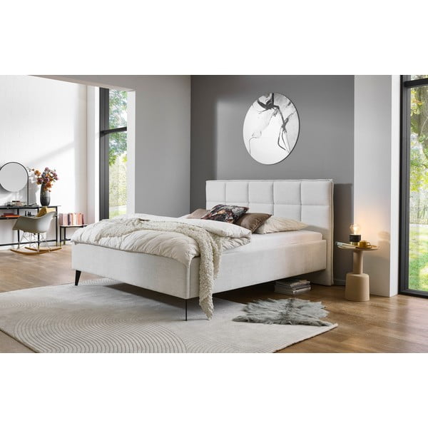 Bézs kárpitozott franciaágy ágyrács nélkül 160x200 cm Paulo – Meise Möbel-image-1