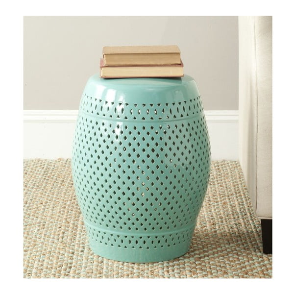Diamond kültéri türkiz kerámia tárolóasztal, ø 35 cm - Safavieh-image-1