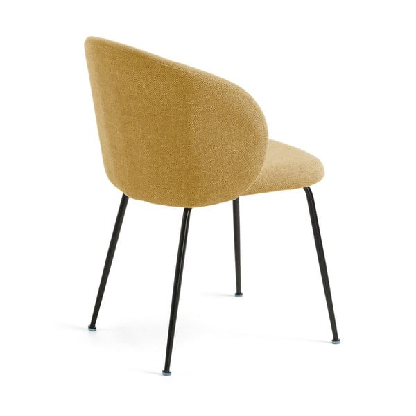 Mustársárga kárpitozott étkezőfotel Minna – Kave Home-image-3