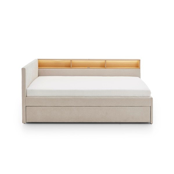 Bézs ágyneműtartós sarok gyerekágy ágyrács nélkül 90x200 cm Uno – Meise Möbel