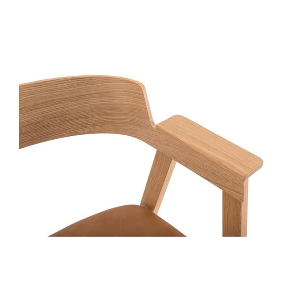 Barna-natúr színű bőr karfás étkezőszék Flip – Gazzda-image-4