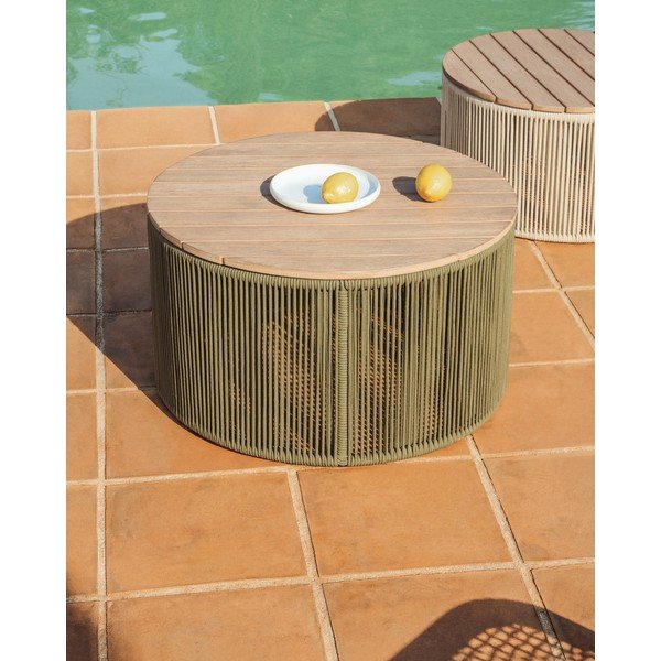 Kerek kerti dohányzóasztal akácfa asztallappal ø 70 cm Dandara – Kave Home-image-1