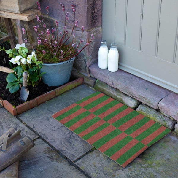 Kókuszrost lábtörlő 40x60 cm Pink & Green Half Stripes – Artsy Doormats-image-3