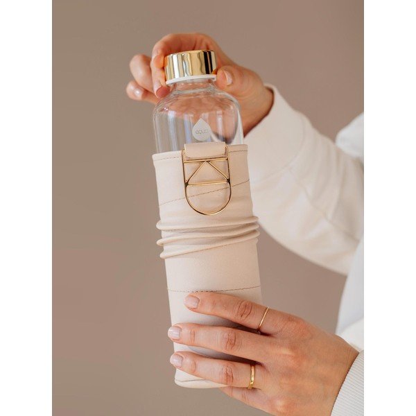 Bézs ivópalack boroszilikát üvegből, műbőr tartóval 750 ml Mismatch - Equa-image-4
