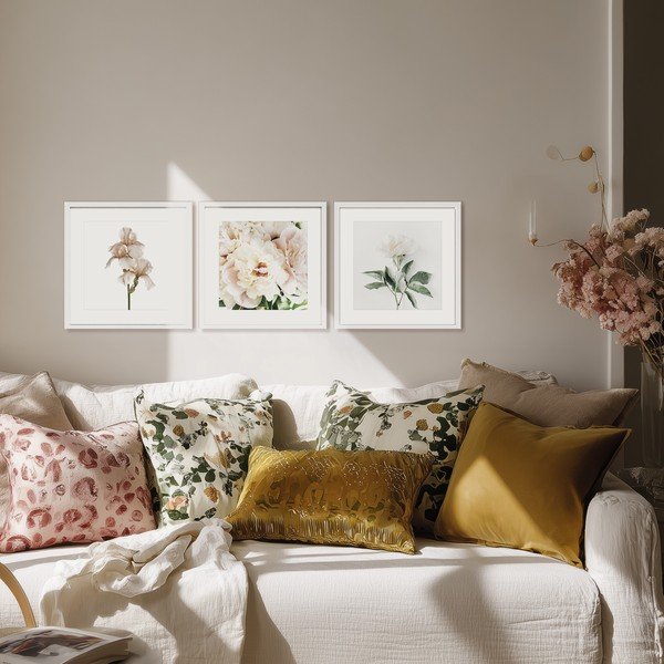 Nyomtatott keretezett kép szett 3 db-os 30x30 cm Posy – Styler-image-1