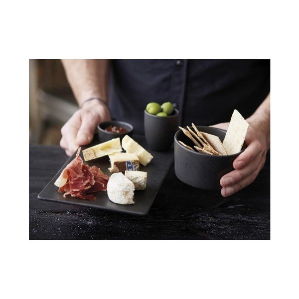 Mensa fekete agyagkerámia szervírozó tálca, hossz 30 cm - Bitz-image-1