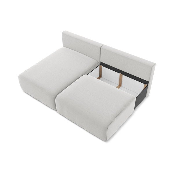Világosszürke bársony kinyitható-tárolóhelyes sarokkanapé (bal oldali-heverő résszel) Kalena – Makamii-image-4