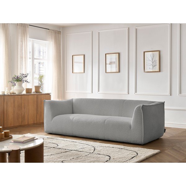 Világosszürke buklé kanapé 242 cm Giorgia – Bobochic Paris-image-1