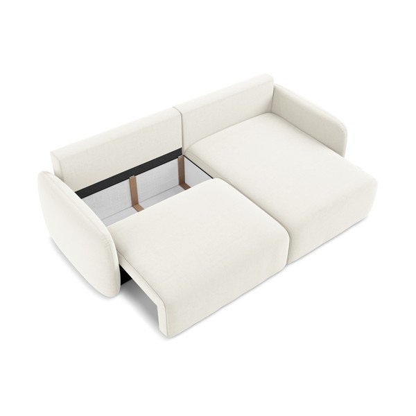 Krémszínű bársony kinyitható-tárolóhelyes sarokkanapé (jobb oldali-heverő résszel) Kalena – Makamii-image-4