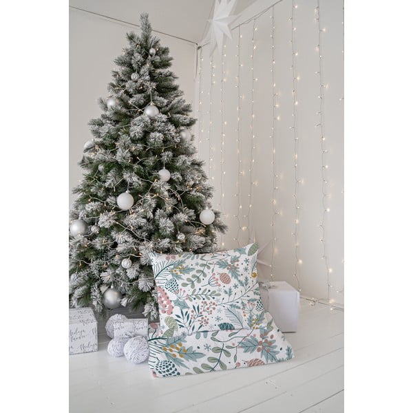 Fehér-kék egyszemélyes pamut-szatén ágyneműhuzat 140x200 cm Pastel Christmas – Butter Kings-image-2