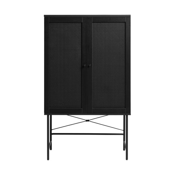 Fekete szekrény tölgyfa dekorral 80x135 cm Pensacola – Unique Furniture