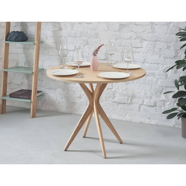 Kerek étkezőasztal kőrisfa dekoros asztallappal ø 70 cm Jubi – Ragaba-image-1