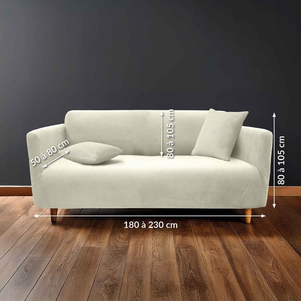 Krémszínű háromszemélyes gumis kanapé huzat Sacha – douceur d'intérieur-image-1