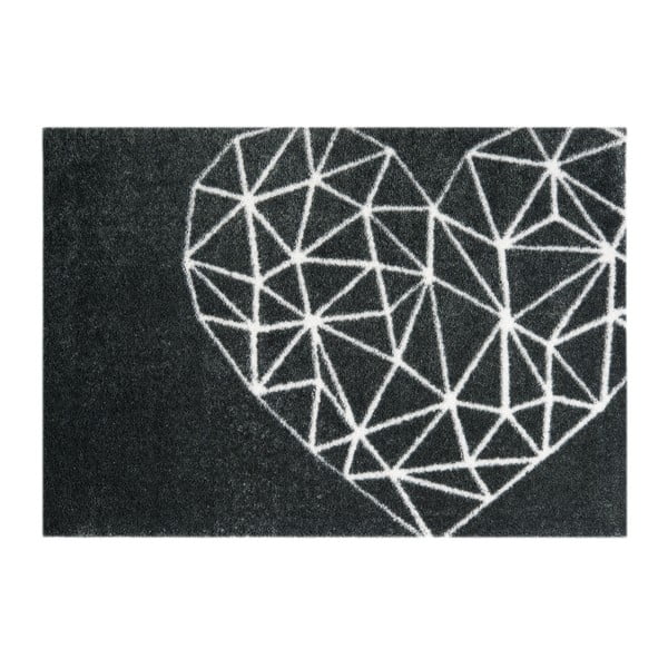 StateMat Heart fekete lábtörlő, 50 x 75 cm - Mint Rugs