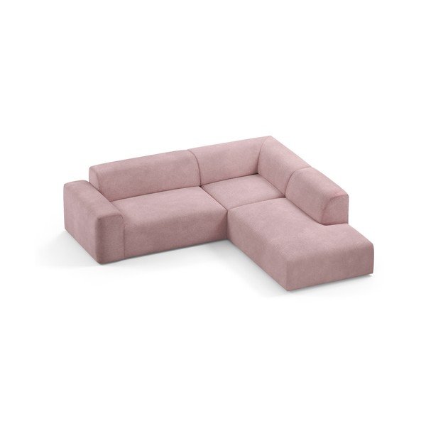 Karen rózsaszín kordbársony sarokkanapé, 260 cm, jobb oldali - Marie Claire Home-image-3