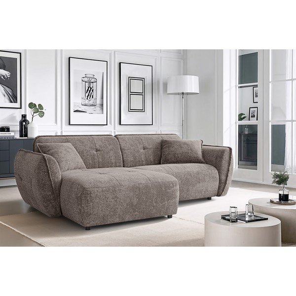 Szürkésbarna zsenília sarokkanapé (bal oldali-heverő résszel) Nelia – Ropez-image-1