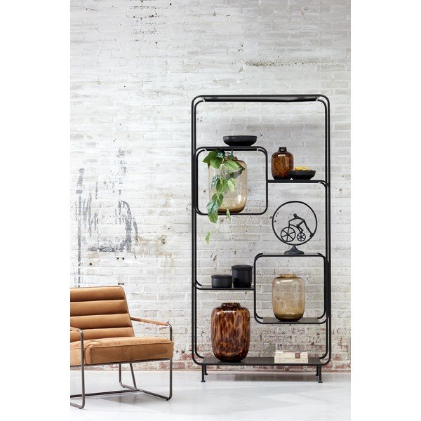 Fekete fém könyvespolc 100x206 cm Winston – Light & Living-image-1