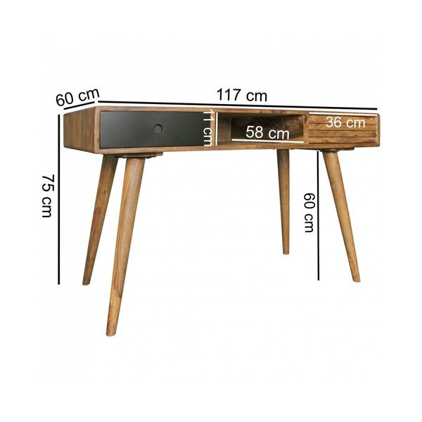 REPA tömör kelet-indiai rózsafa íróasztal, 117 x 60 cm - Skyport-image-4