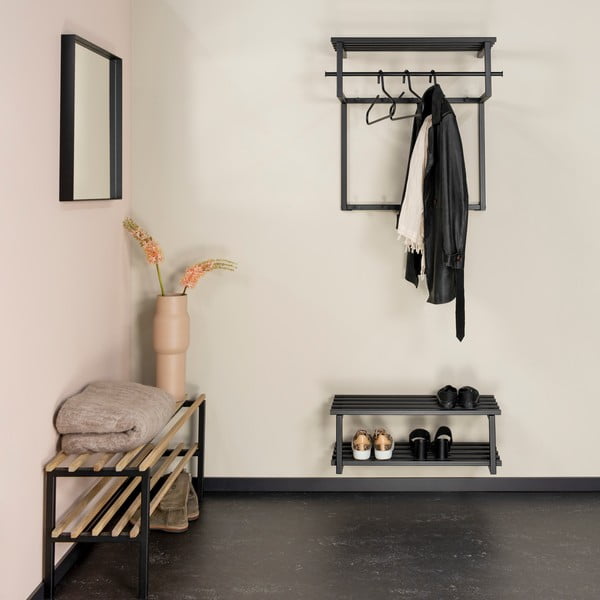 Fekete fém fali fogas polccal 76 cm Rizzoli – Spinder Design-image-4