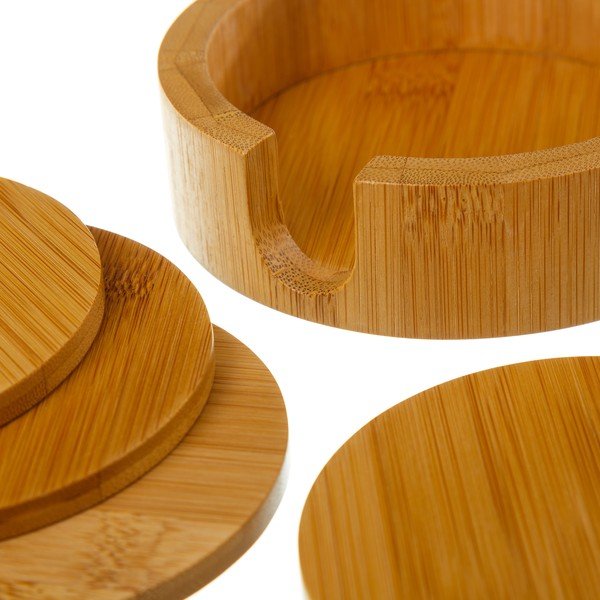 Barna bambusz poháralátét szett állvánnyal 4 db-os – Casa Selección-image-2