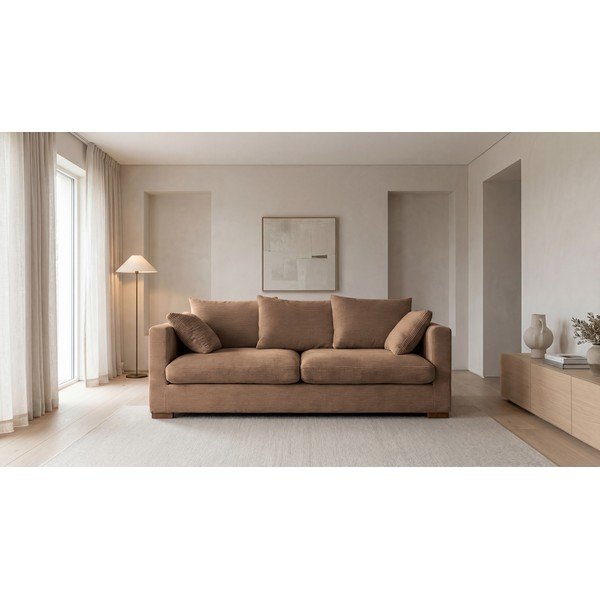 Világosbarna kordbársony kanapé 220 cm Comfy – Scandic-image-4