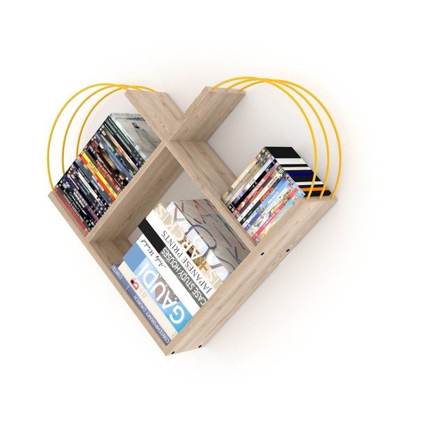 Marly tölgyfa mintás fali polc sárga részletekkel-image-1