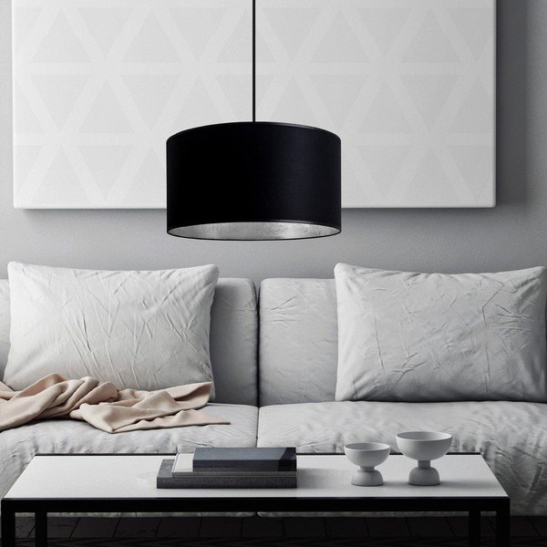 Mika fekete függőlámpa ezüstszínű részletekkel, ⌀ 36 cm - Sotto Luce-image-2