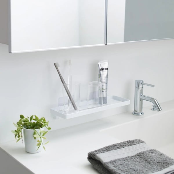 Matt fehér öntapadós acél fürdőszobai polc Film Hook – YAMAZAKI-image-1