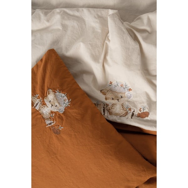 Narancssárga-bézs négyrészes pamut gyerek ágyneműhuzat babaágyhoz lepedővel 100x150 cm Clever – Mijolnir-image-2