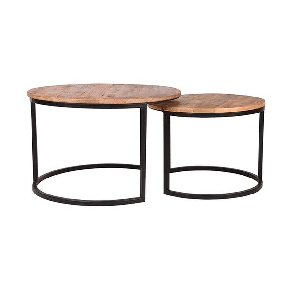 Coffee 2 részes mangófa dohányzóasztal szett, ⌀ 50 cm a ⌀ 70 cm - LABEL51