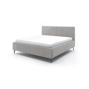 Világosszürke kárpitozott ágyneműtartós franciaágy ágyráccsal 180x200 cm Lizzano – Meise Möbel