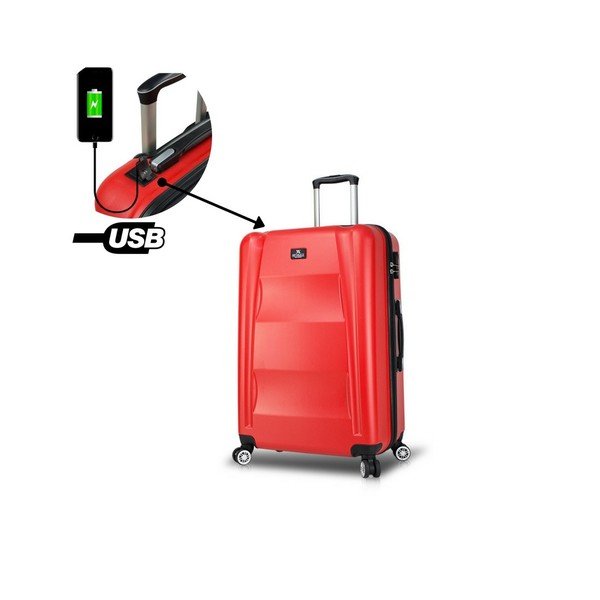 COLORS LASSO Large Suitcase piros görgős bőrönd USB csatlakozóval - My Valice-image-2