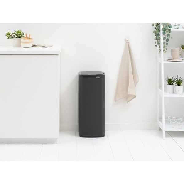 Sötétszürke acél érintésre nyíló szemetes 30 l Bo Touch – Brabantia-image-1