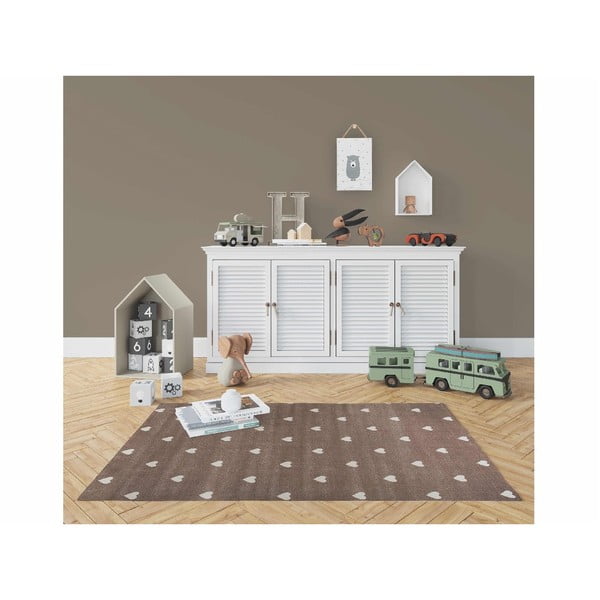 Beige Dots barna szívecskés szőnyeg, 133 x 190 cm - KICOTI-image-2