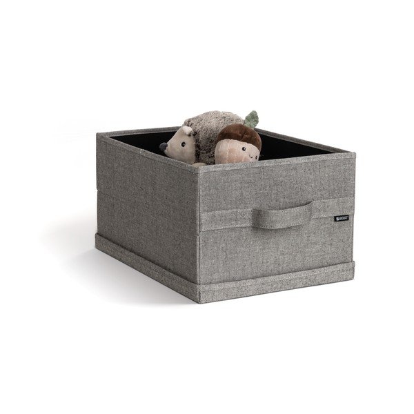 Szürke fedeles textil tárolódoboz 31x41x22 cm Soft Storage Medium – Bigso-image-4