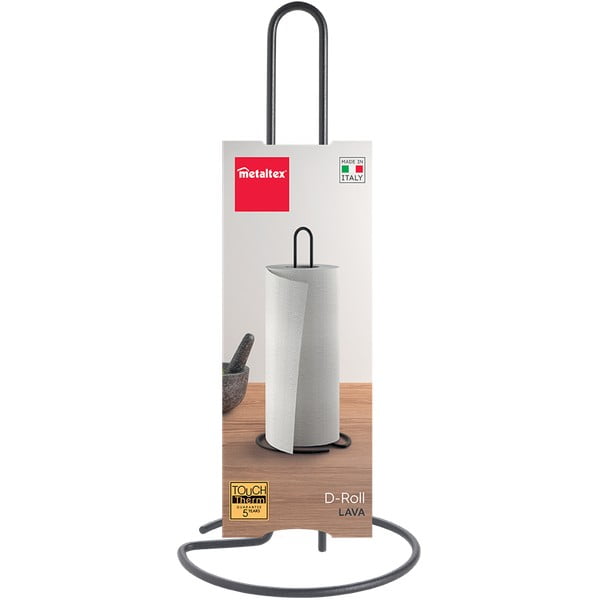 Matt fekete acél papírtörlő tartó ø 14 cm Lava – Metaltex-image-2