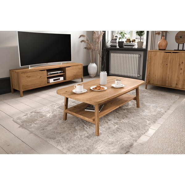 Natúr színű tölgyfa dohányzóasztal 70x110 cm Twig – The Beds-image-3