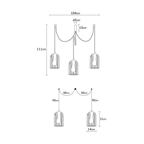 Pamukkale fekete függőlámpa 3 izzóval - Opviq lights-image-2
