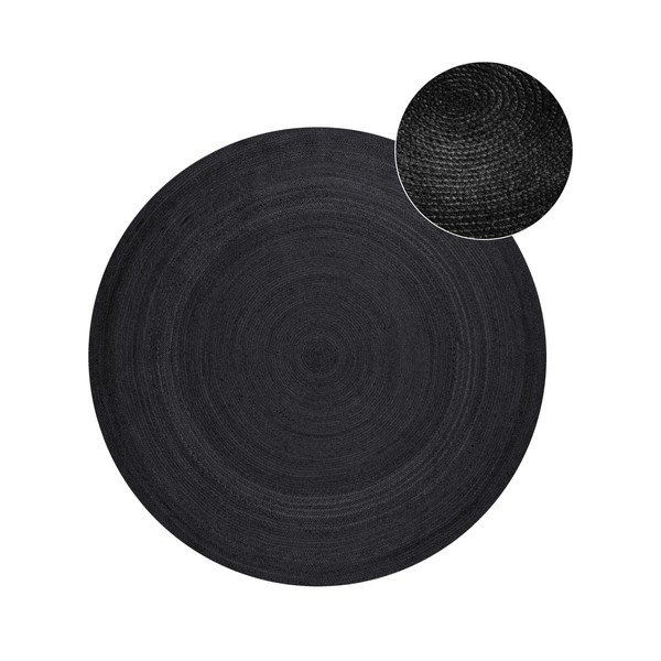 Fekete kétoldalas-kézi szövésű juta kerek szőnyeg ø 140 cm Braided  – Hanse Home