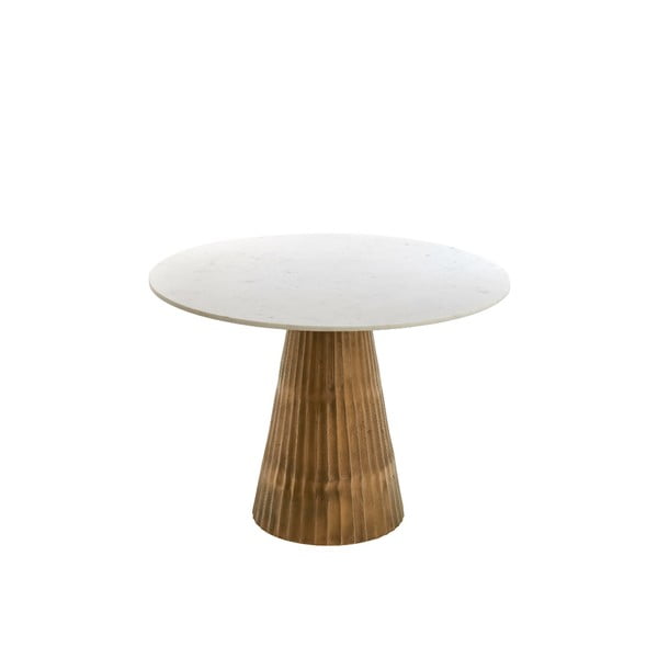 Fehér-bronzszínű kerek étkezőasztal márvány dekoros asztallappal ø 100 cm Leyda – Light & Living