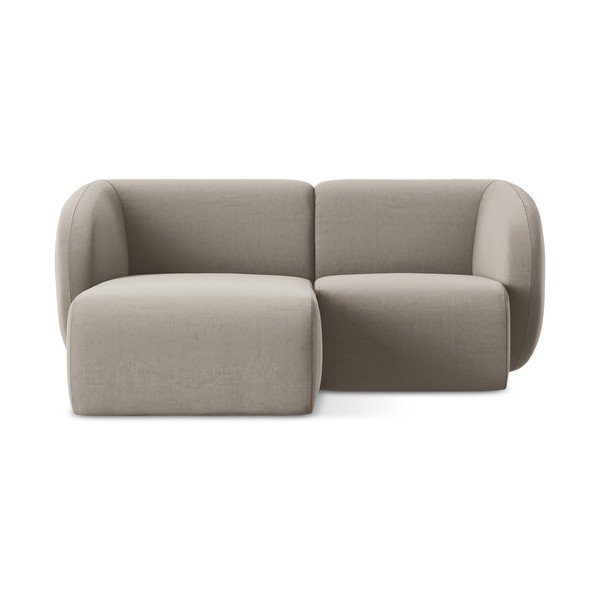 Világosbarna bársony sarokkanapé (bal oldali-heverő résszel) Lani – Makamii