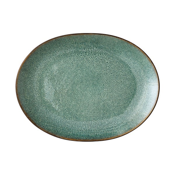 Mensa zöld agyagkerámia szervírozó tányér, 30 x 22,5 cm - Bitz